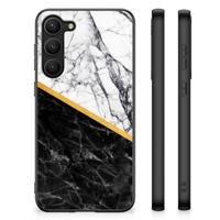 Samsung Galaxy S23 Plus Marmeren Print Telefoonhoesje Marmer Wit Zwart - Origineel Cadeau Man - thumbnail