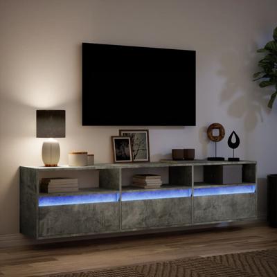 Tv-wandmeubel met LED-verlichting 180x31x45 cm betongrijs