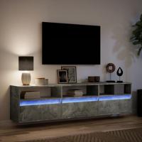 Tv-wandmeubel met LED-verlichting 180x31x45 cm betongrijs - thumbnail