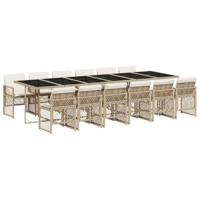 13-delige Tuinset met kussens poly rattan beige - thumbnail