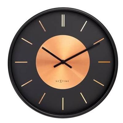 NeXtime - Wandklok 25cm - Stil - Zwart|Koper - Metaal - NeXtime 'Retro