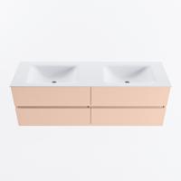 MONDIAZ VICA 150cm badmeubel onderkast Rosee 4 lades. Wastafel CLOUD dubbel zonder kraangat, kleur Talc. - thumbnail