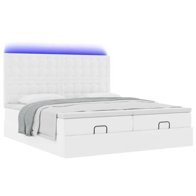Ottoman bed met matrassen en LED's 200x200cm kunstleer