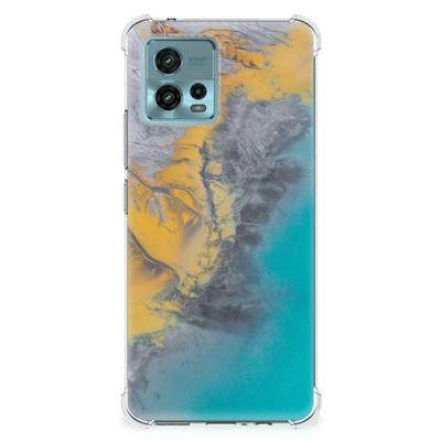 otorola Moto G72 Anti-Shock Hoesje Marble Blue Gold otorola Moto G72 Anti-Shock Hoesje Marble Blue Gold