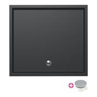 Douchebak Xenz Mariana | 110x100x4 cm | Incl.Afvoersifon-Chroom | Acryl | Rechthoekig | Antraciet mat - thumbnail