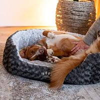 Nobby Gewatteerd pluche ovaal bed Seoli, 86 x 70 x 24 cm, donkergrijs/lichtgrijs - thumbnail