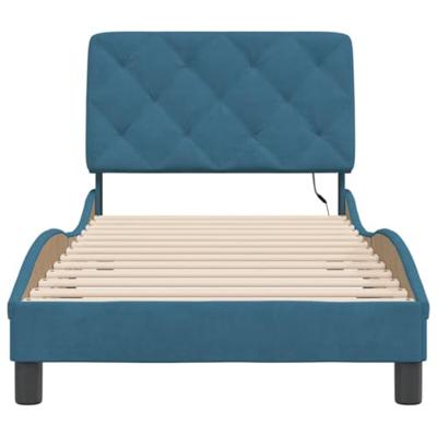 Bedframe met LED zonder matras fluweel blauw 80x200 cm