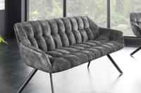 Eetkamerbank PAPILLON 165cm grijs fluweel met rugleuning zwart metalen frame - 43881 - thumbnail