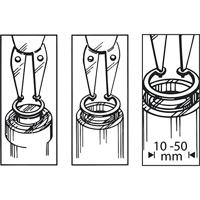 TOOLCRAFT TO-6679764 Precisie-borgveertang Geschikt voor borgringen Binnen- en buitenringen 10-50 mm 10-50 mm Puntvorm 90° haaks, 45° gebogen, Recht, Recht - thumbnail