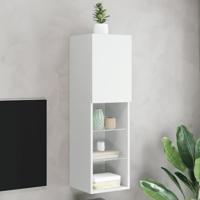 Tv-meubel met LED-verlichting 30,5x30x102 cm wit - thumbnail