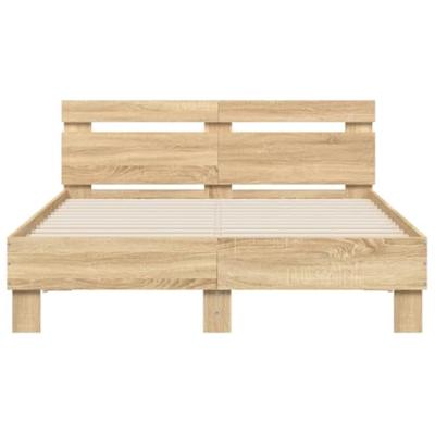 Bedframe met hoofdeinde en LED sonoma eikenkleurig 120x200 cm