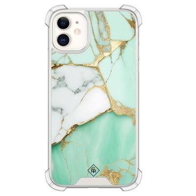 iPhone 11 siliconen shockproof hoesje - Marmer mintgroen iPhone 11 siliconen shockproof hoesje - Marmer mintgroen