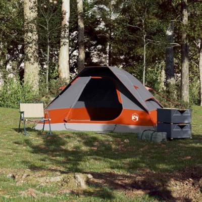 Koepeltent 2-persoons waterdicht grijs en oranje