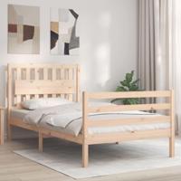 Bedframe met hoofdbord massief hout 100x200 cm - thumbnail