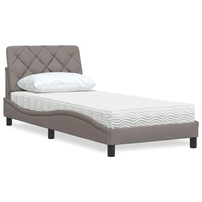 Bed met matras stof taupe 90x190 cm