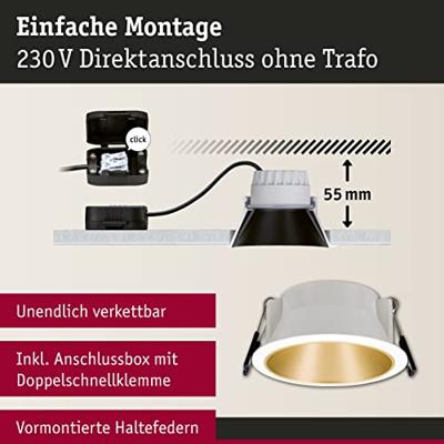Paulmann 93406 Cole Coin Inbouwlamp Set van 3 stuks LED LED 6.50 W Wit, Goud