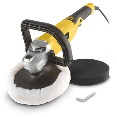 Haakse polijstmachine - POWERPLUS - 1200 W - Ø 180 mm - Inclusief 3 verschillende soorten pads - Robuuste U-vormige handgreep