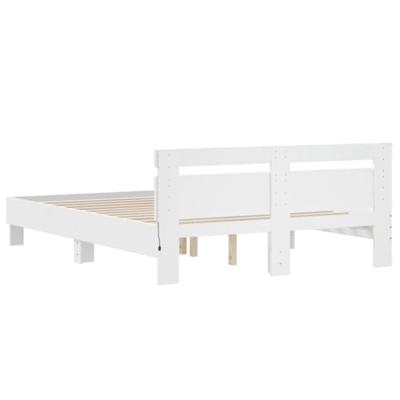 Bedframe met hoofdeinde en LED wit 140x200 cm