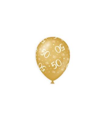 Ballonnen 50 Jaar Goud/Wit (8st)