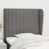 Hoofdbord met randen 83x23x118/128 cm stof donkergrijs - thumbnail