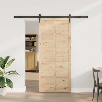 Schuifdeur Bruin 90 x 208 cm Massief grenenhout