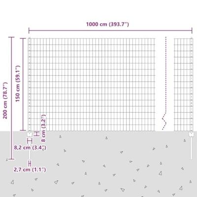 VidaXL Hek met paal groen 1,5 x 10 m staal en pvc