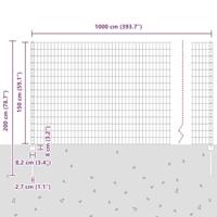 VidaXL Hek met paal groen 1,5 x 10 m staal en pvc - thumbnail