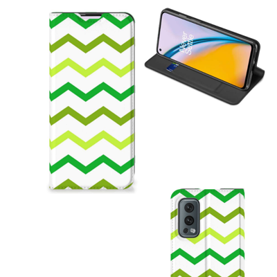 OnePlus Nord 2 5G | Hoesje met Magneet | Zigzag Groen OnePlus Nord 2 5G | Hoesje met Magneet | Zigzag Groen