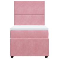 Boxspring met matras fluweel roze 90x200 cm - thumbnail