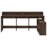 Bureau met LED-verlichting 200x104x91 cm hout bruin eikenkleur - thumbnail