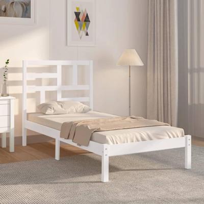 Bedframe massief hout wit 90x200 cm