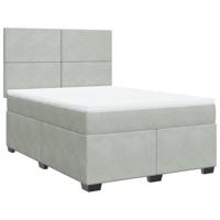 Boxspring met matras fluweel lichtgrijs 160x200 cm - thumbnail