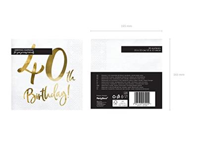 Servetten 40th Birthday Goud - 20 Stuks