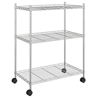 VidaXL Opbergrek met wielen 3-laags 150 kg 60x35x81 cm chroomkleurig VidaXL Opbergrek met wielen 3-laags 150 kg 60x35x81 cm chroomkleurig