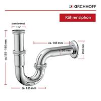 Kirchhoff Sifon voor wastafelsifons, 1 1/4" x 32 mm, met montage en 2x haakse-kraan - 98800104 - thumbnail