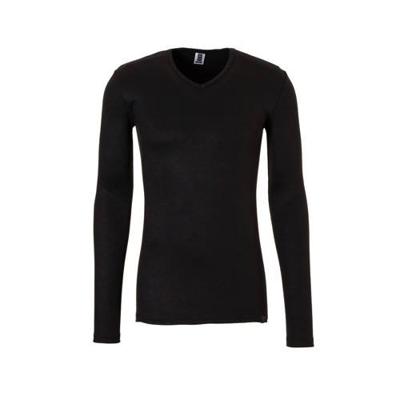 Heren thermo shirt Lange mouw V-hals - Thermisch ondergoed heren warm - M - Zwart
