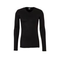 Heren thermo shirt Lange mouw V-hals - Thermisch ondergoed heren warm - M - Zwart - thumbnail