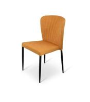 Stapelstoel Brooklyn metalen frame zitting velours Okergeel - thumbnail