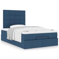 Ottoman bed met matras 140x190cm stof blauw - thumbnail
