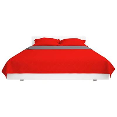 VidaXL Dubbelzijdige quilt bedsprei rood en grijs 230x260 cm VidaXL Dubbelzijdige quilt bedsprei rood en grijs 230x260 cm