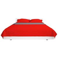 VidaXL Dubbelzijdige quilt bedsprei rood en grijs 230x260 cm - thumbnail