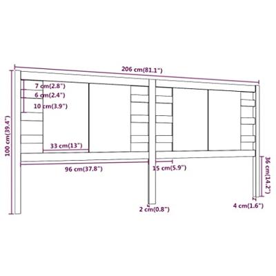 Hoofdbord 206x4x100 cm massief grenenhout grijs - thumbnail