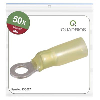 Quadrios 23C527 Ringkabelschoen Dwarsdoorsnede (max.): 6 mm² Schachtdiameter: 5.3 mm Deels geïsoleerd Geel 50 stuk(s)