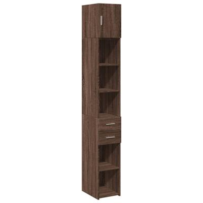 Opbergkast smal 30x42,5x225 cm bewerkt hout bruin eikenkleurig - thumbnail