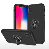 PC + TPU schokbestendige magnetische beschermhoes met onzichtbare ring houder voor iPhone XS Max (zwart) - thumbnail