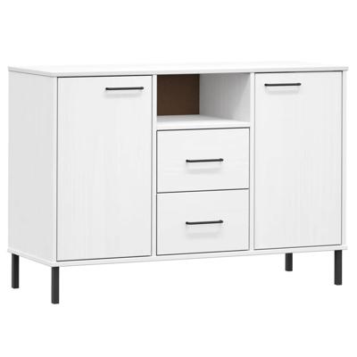Dressoir met metalen poten OSLO 113x40x77 cm grenenhout wit