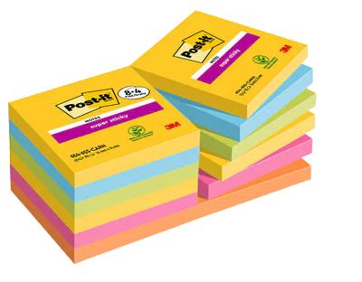 Post-It Super Sticky Notes Carnival, 90 vel, ft 76 x 76 mm, 8 + 4 GRATIS