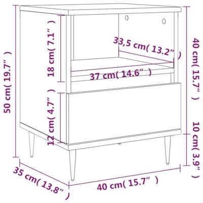 Nachtkastje 40x35x50 cm bewerkt hout gerookt eikenkleurig Nachtkastje 40x35x50 cm bewerkt hout gerookt eikenkleurig