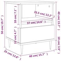 Nachtkastje 40x35x50 cm bewerkt hout gerookt eikenkleurig - thumbnail