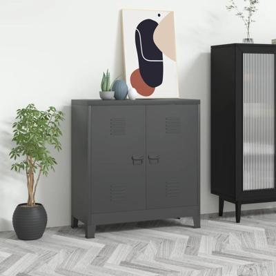 Opbergkast industrieel 90x40x100 cm staal antracietkleurig